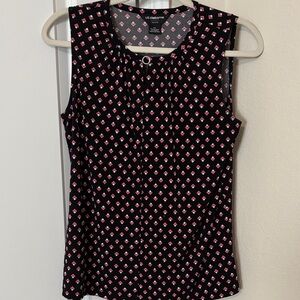 Liz Claiborne Black and Pink Patterned Tank Top